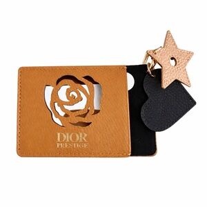 Dior Prestige Rose Cut-Out Card Holder Keychain – Tan with mirror